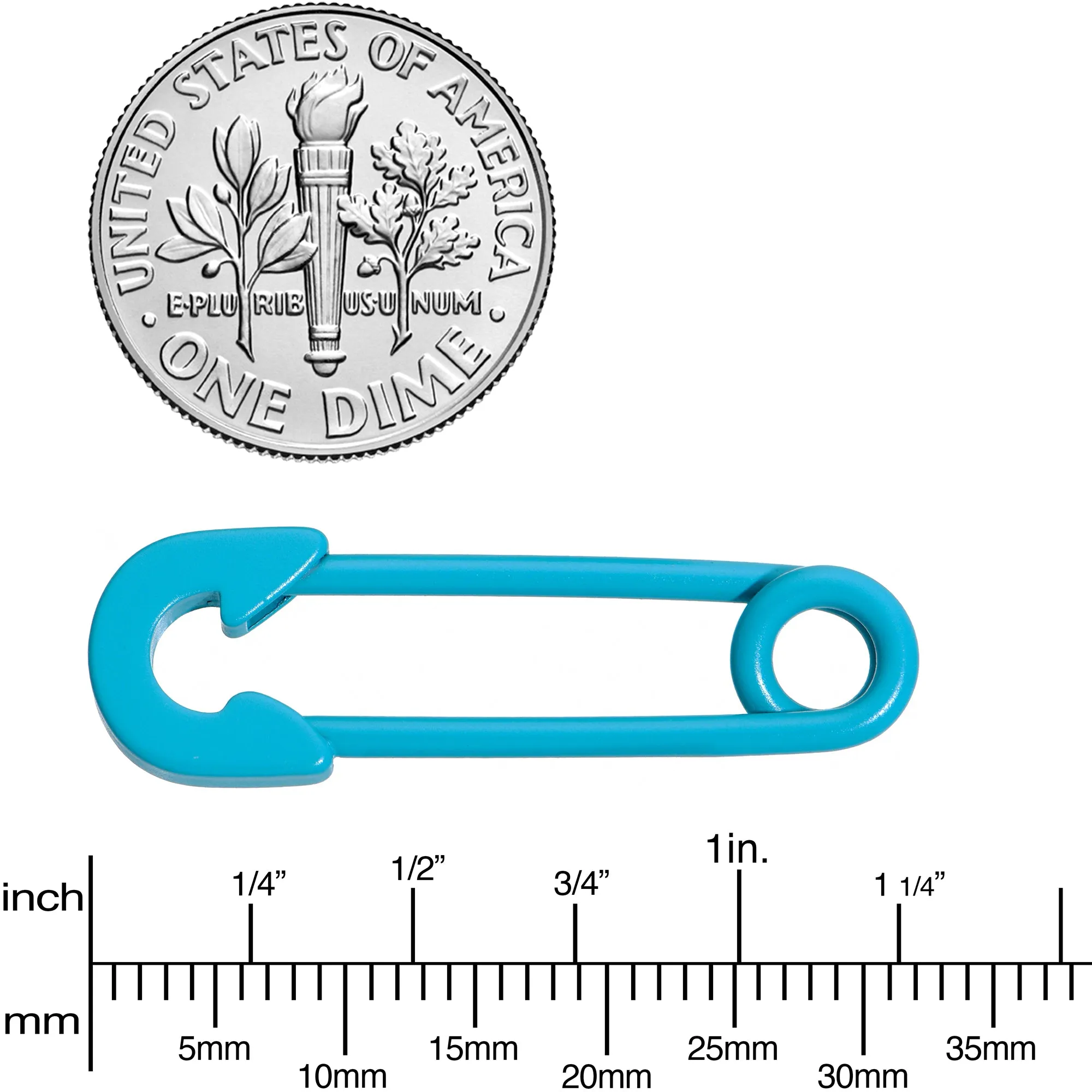 14 Gauge 3/4 Teal Matte Punk Rock Safety Pin Barbell Nipple Ring Set