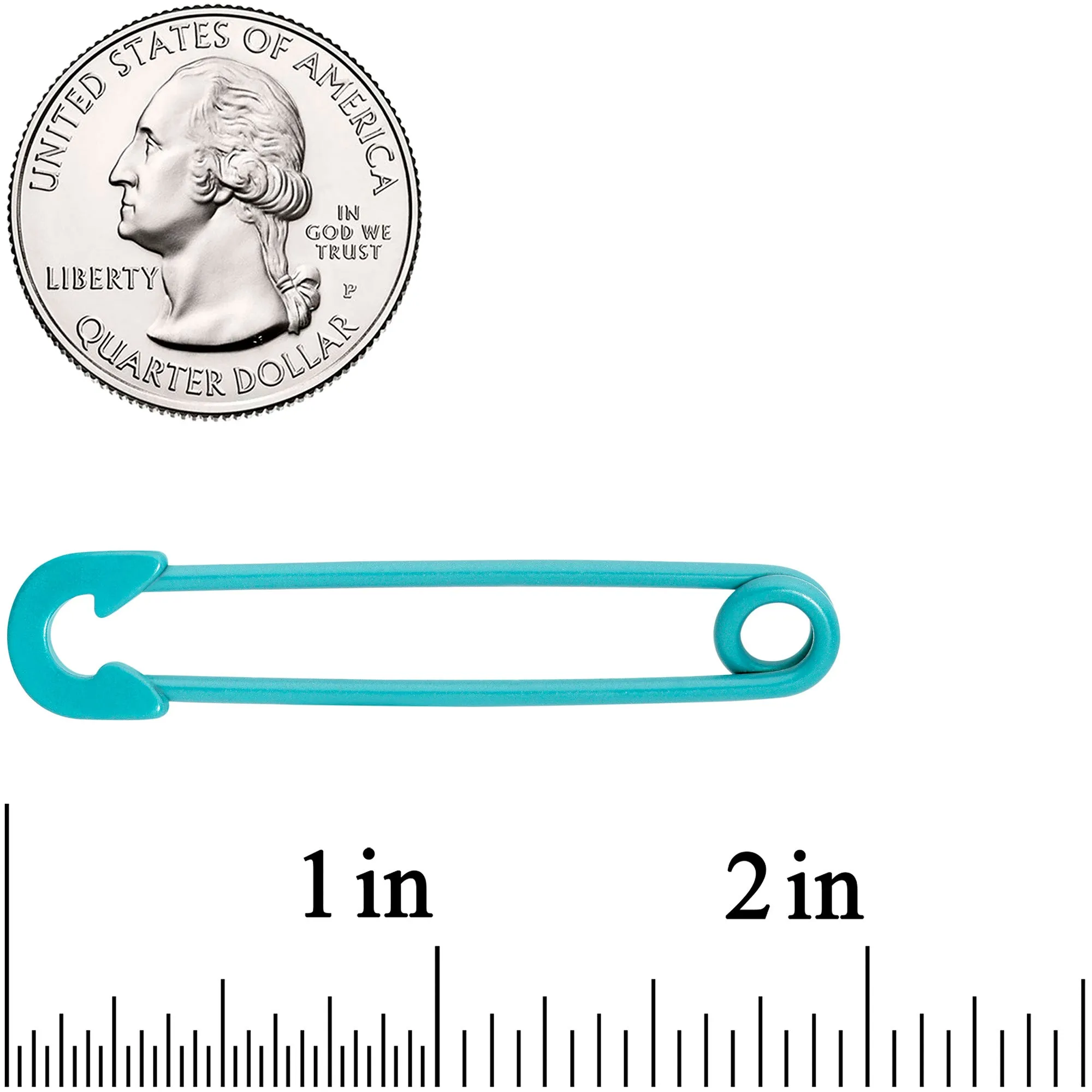 14 Gauge Teal Matte Punk Rock Safety Pin Industrial Barbell 38mm