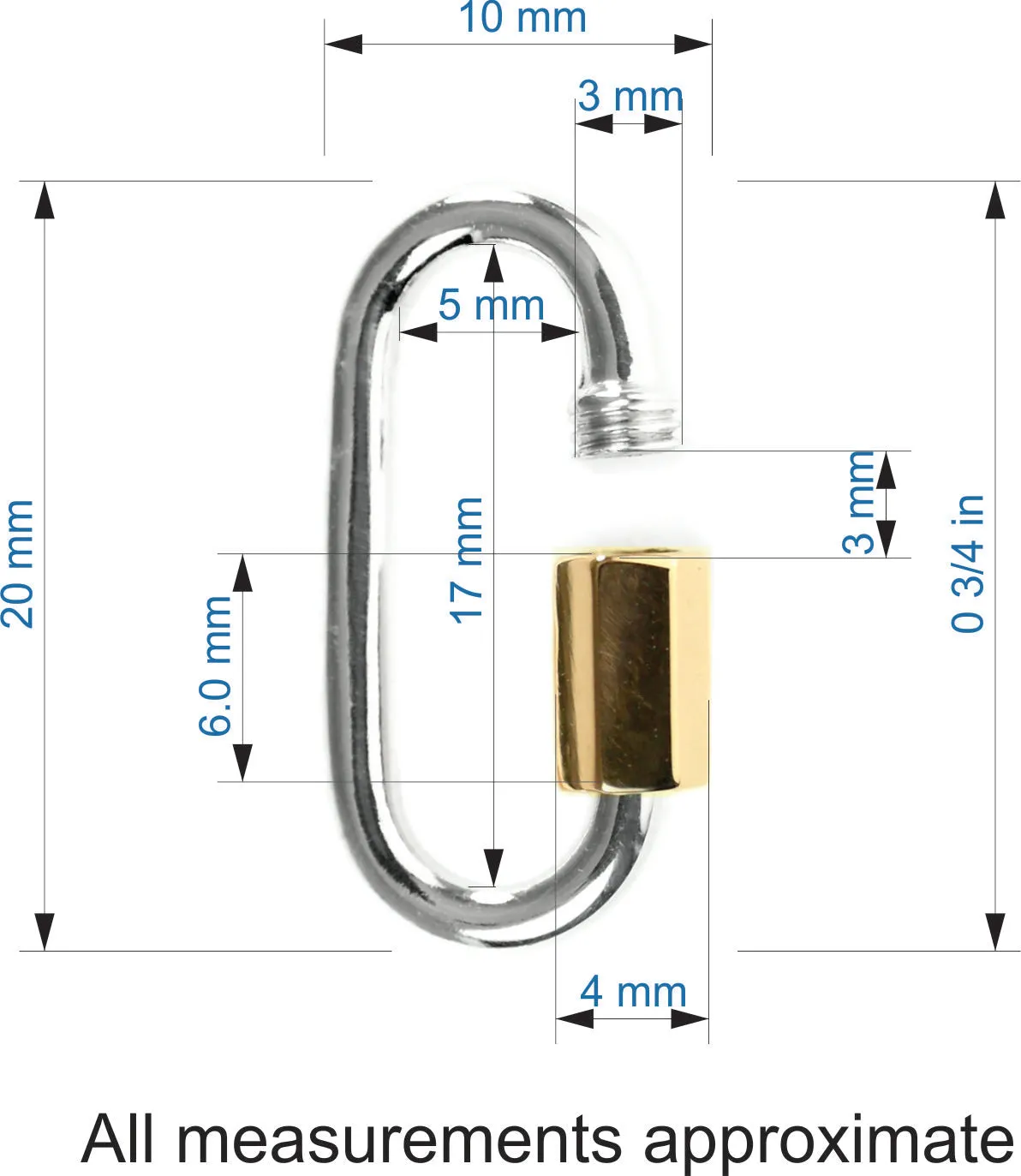 20 mm Quick Link Mixed Metal Miniature Lock - Carabiner