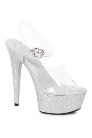 609-KNOX Stripper Sandal | Silver Glitter