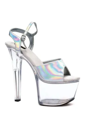 711-FLIRT-H Stripper Sandal | Silver Patent
