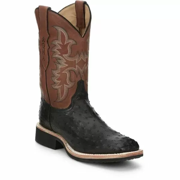 AQ8530: Justin Boots - Men's Full Quill Ostrich - Black - AQHA