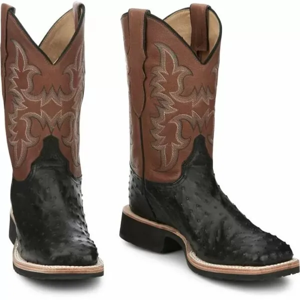 AQ8530: Justin Boots - Men's Full Quill Ostrich - Black - AQHA