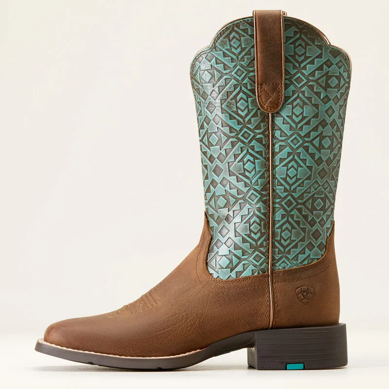 Ariat WOMEN'S 10046882 Round Up Wide Square Toe Western Boot OLD EARTH