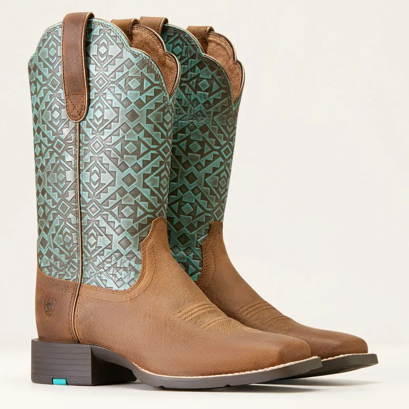 Ariat WOMEN'S 10046882 Round Up Wide Square Toe Western Boot OLD EARTH