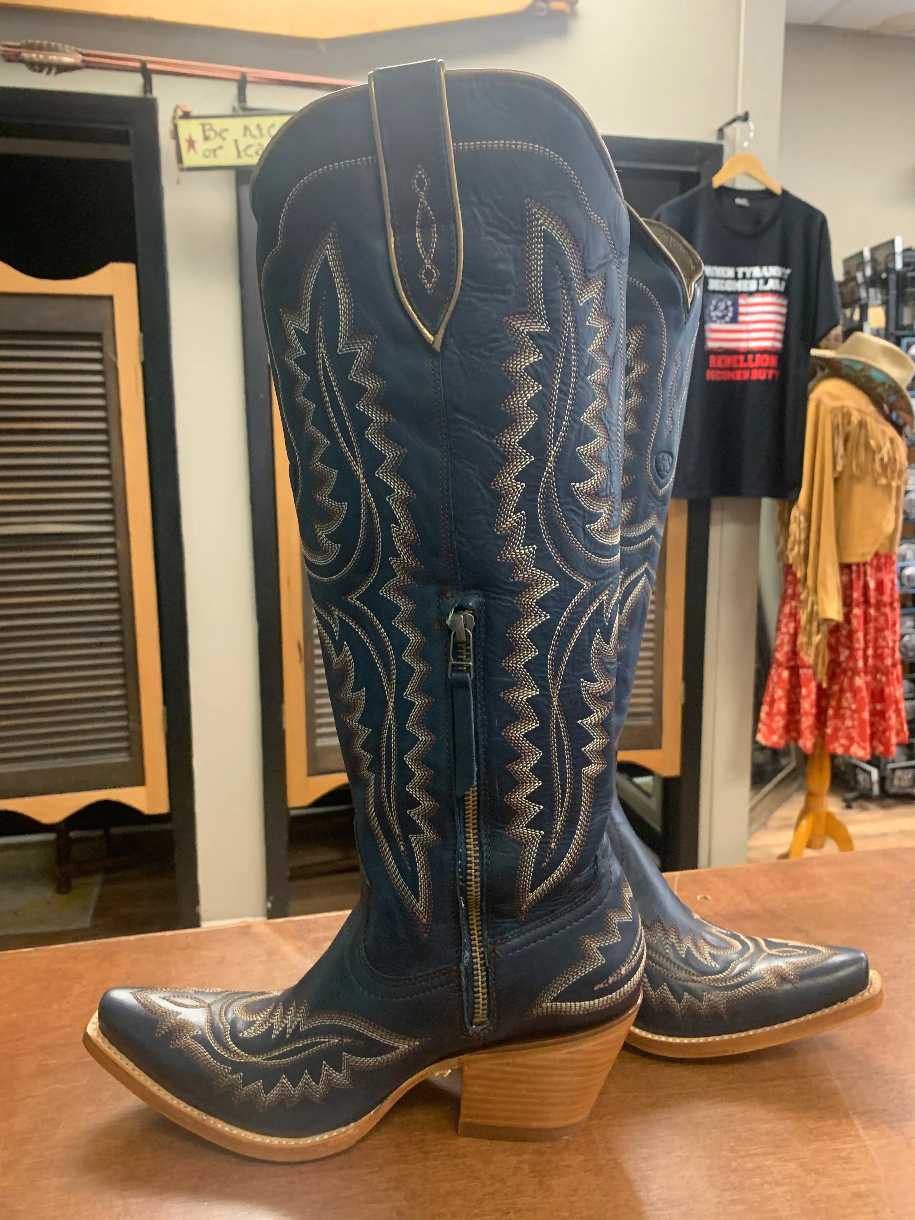 ARIAT WOMEN'S CASANOVA TALL WESTERN BOOTS NAVY BLUE- SNIP TOE