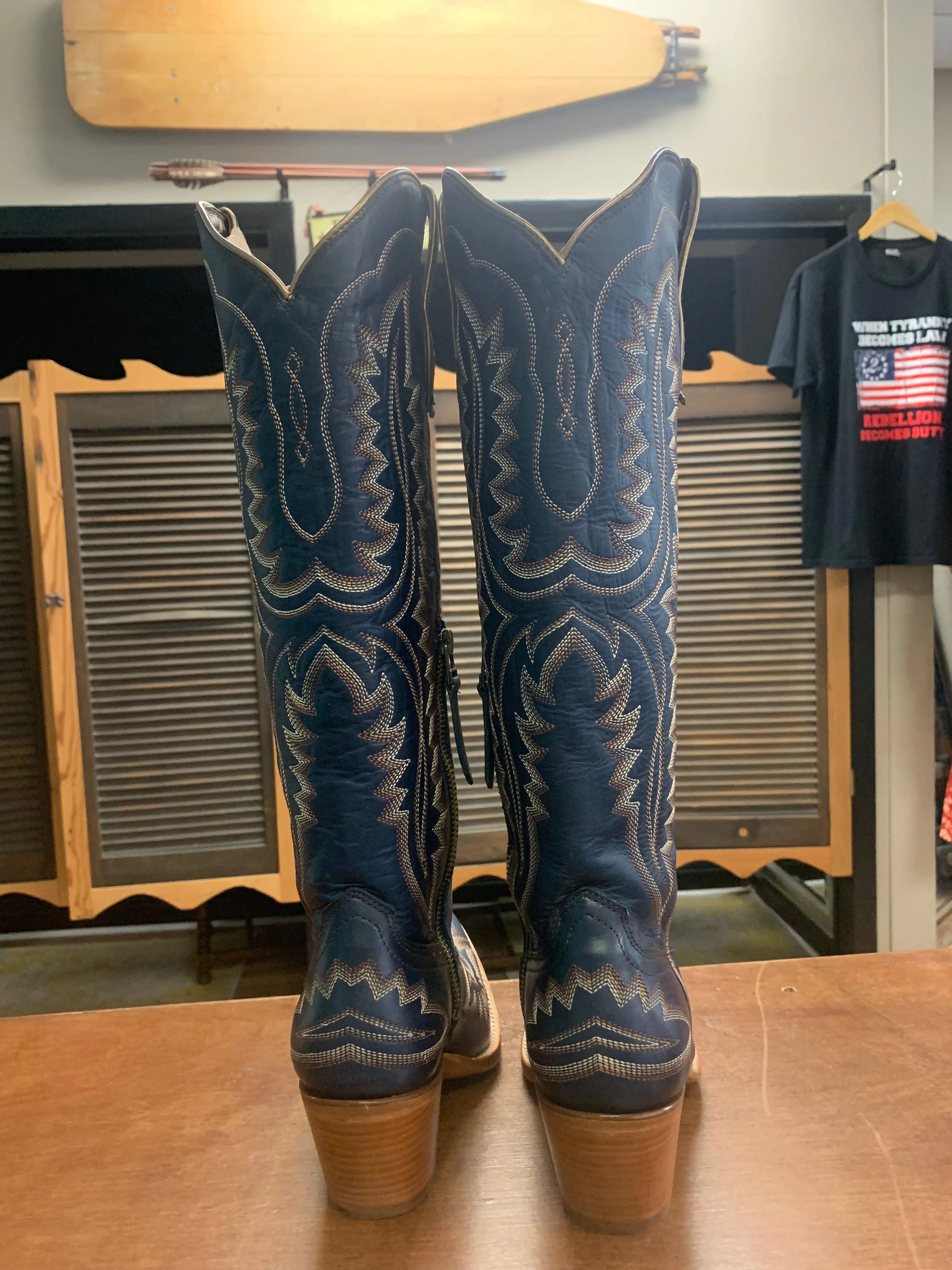 ARIAT WOMEN'S CASANOVA TALL WESTERN BOOTS NAVY BLUE- SNIP TOE