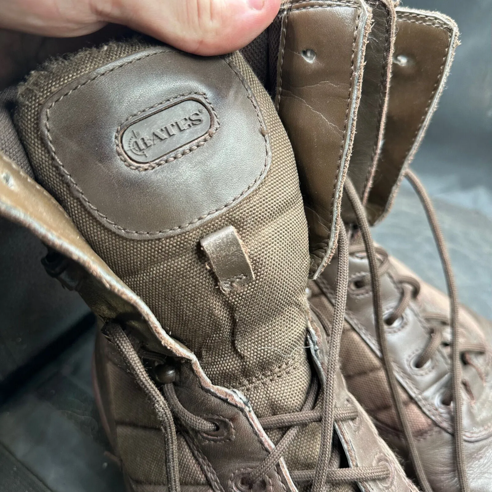 Army Brown Leather BATES Combat Boots - Size EU 46 - UK 11M