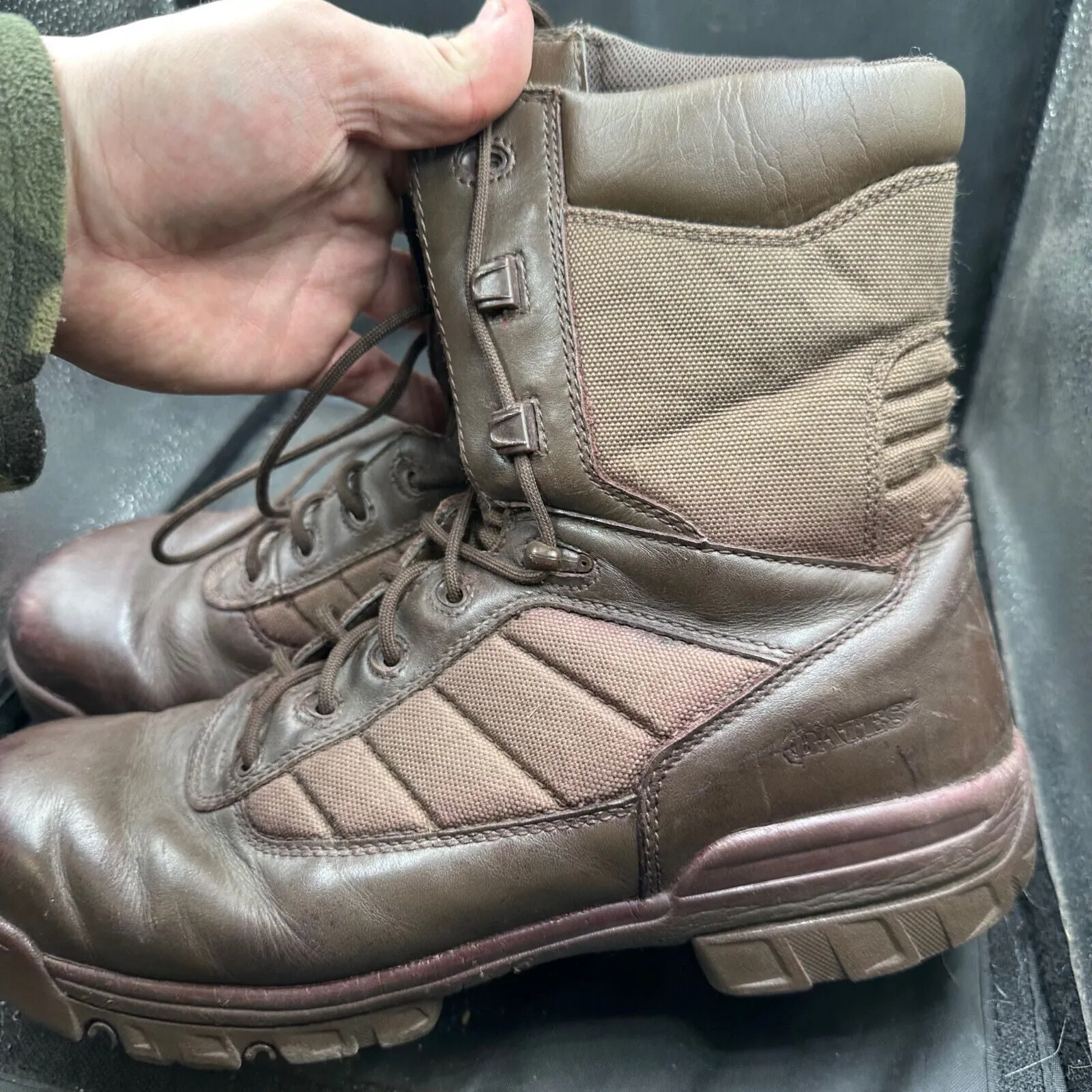 Army Brown Leather BATES Combat Boots - Size EU 46 - UK 11M
