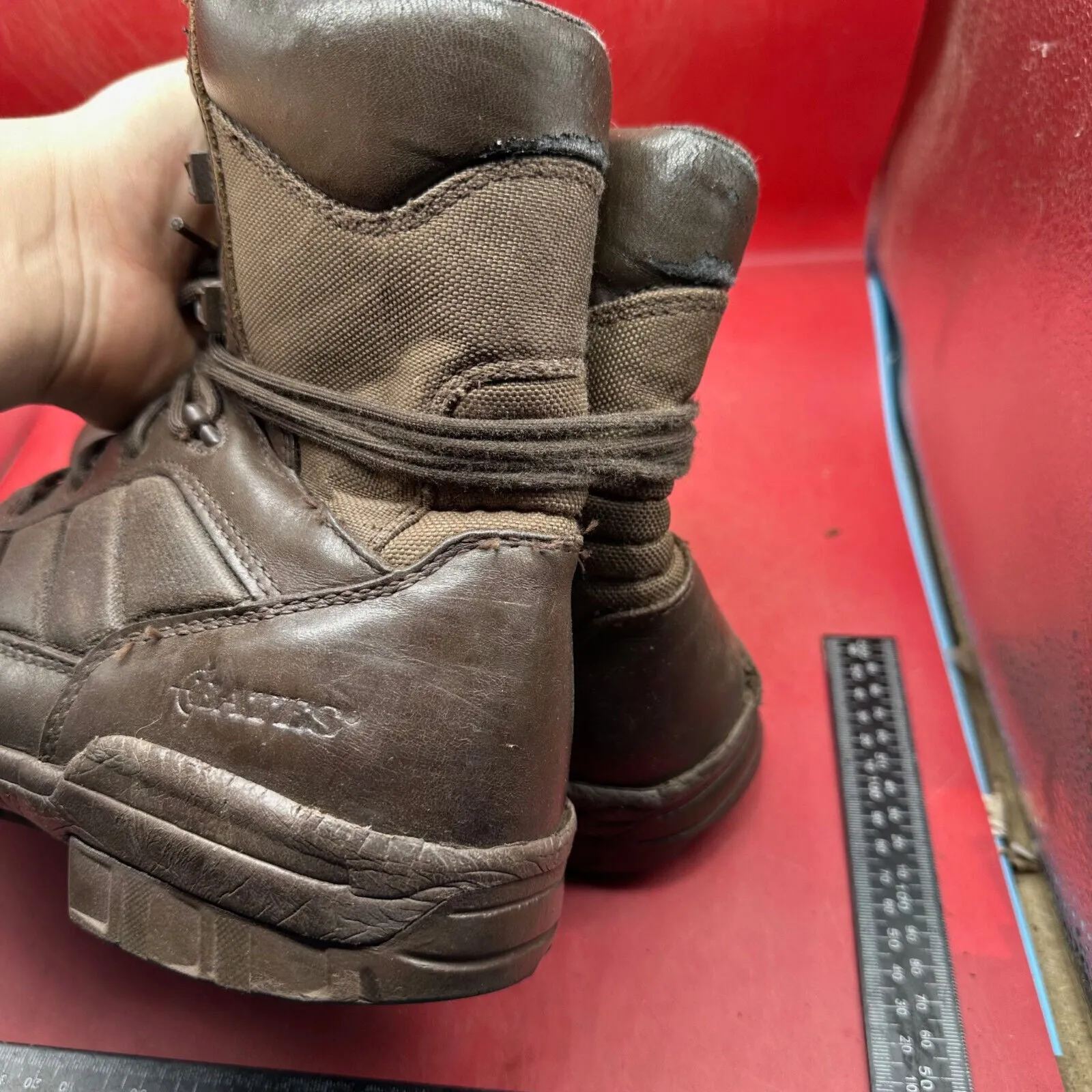 Army Brown Leather BATES High Top Combat Patrol Boots - Size UK 9M - EU 43