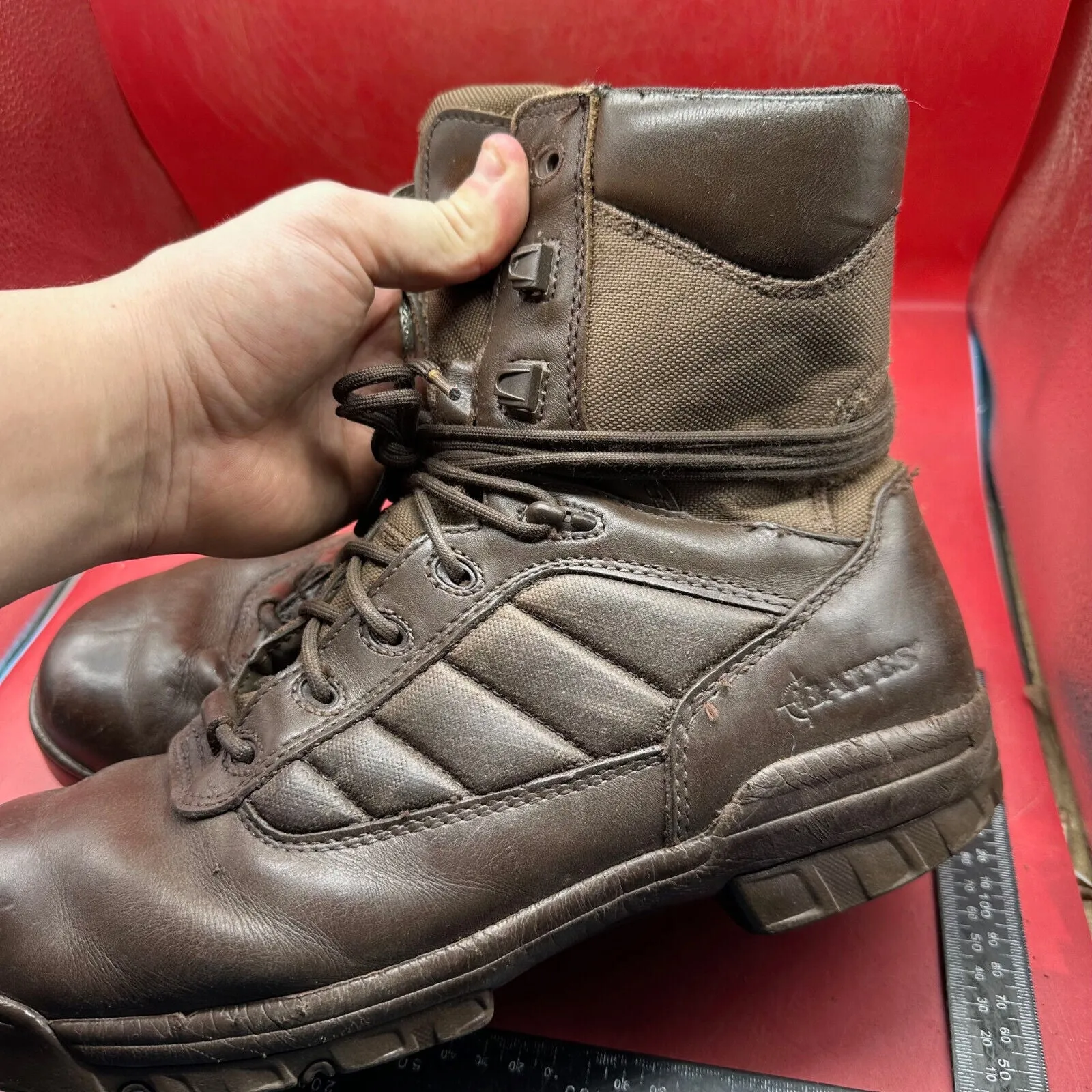 Army Brown Leather BATES High Top Combat Patrol Boots - Size UK 9M - EU 43