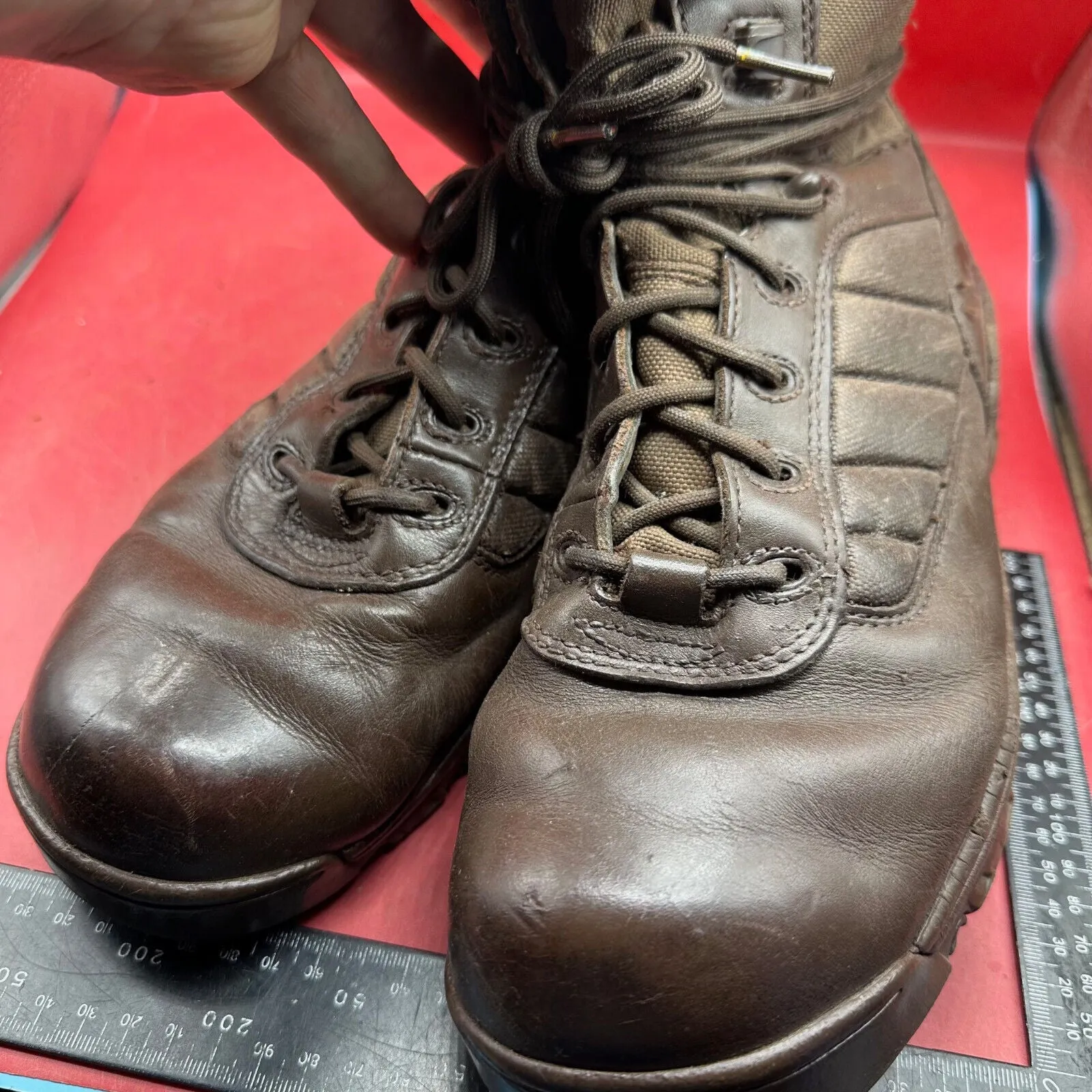 Army Brown Leather BATES High Top Combat Patrol Boots - Size UK 9M - EU 43