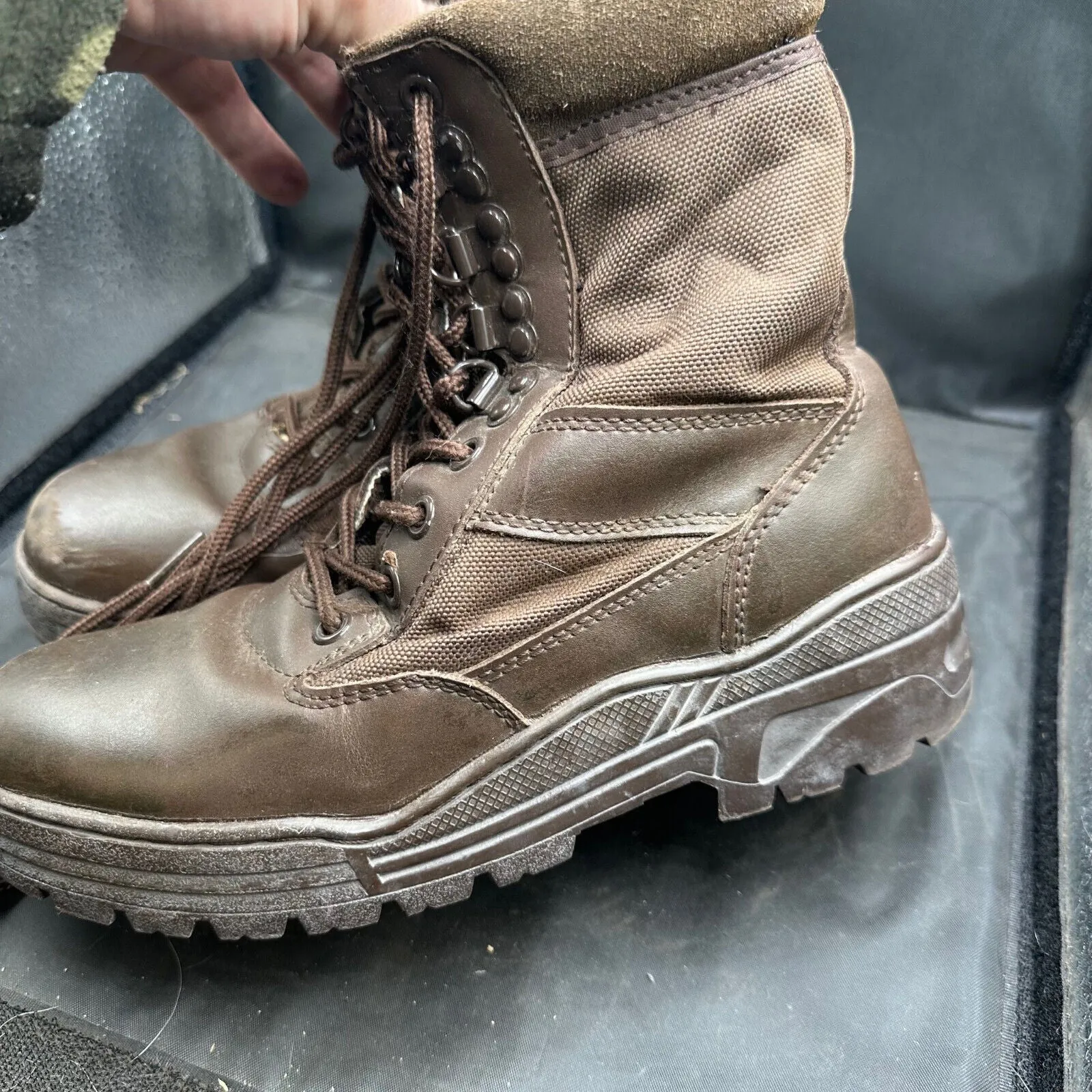 Army Brown Leather High Top Combat Boots - Size EU 37 - UK 4