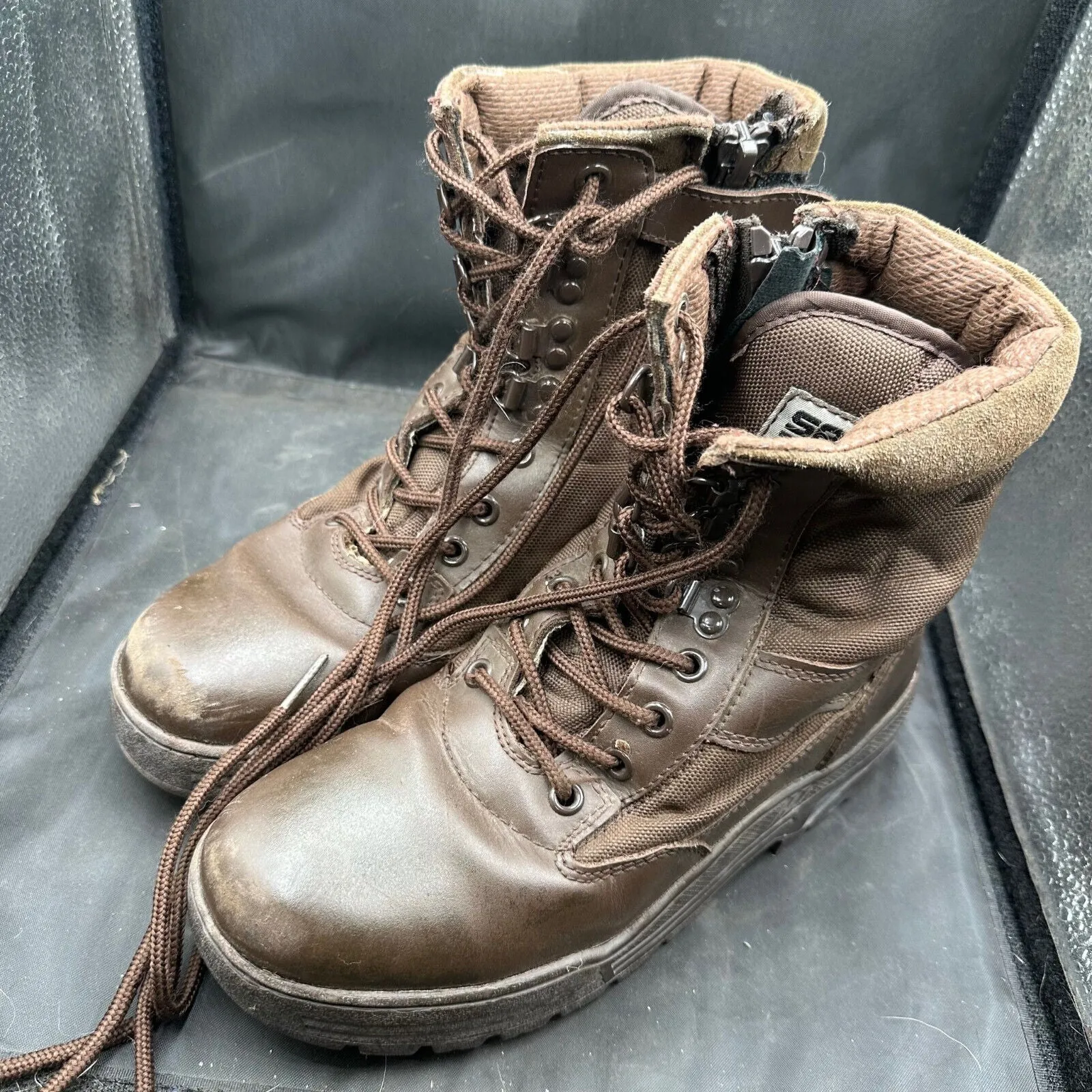 Army Brown Leather High Top Combat Boots - Size EU 37 - UK 4