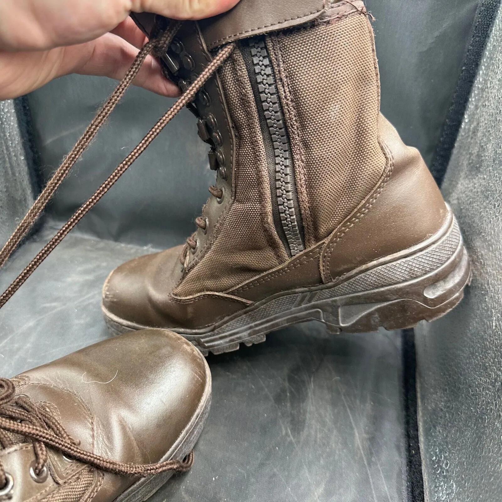 Army Brown Leather High Top Combat Boots - Size EU 37 - UK 4