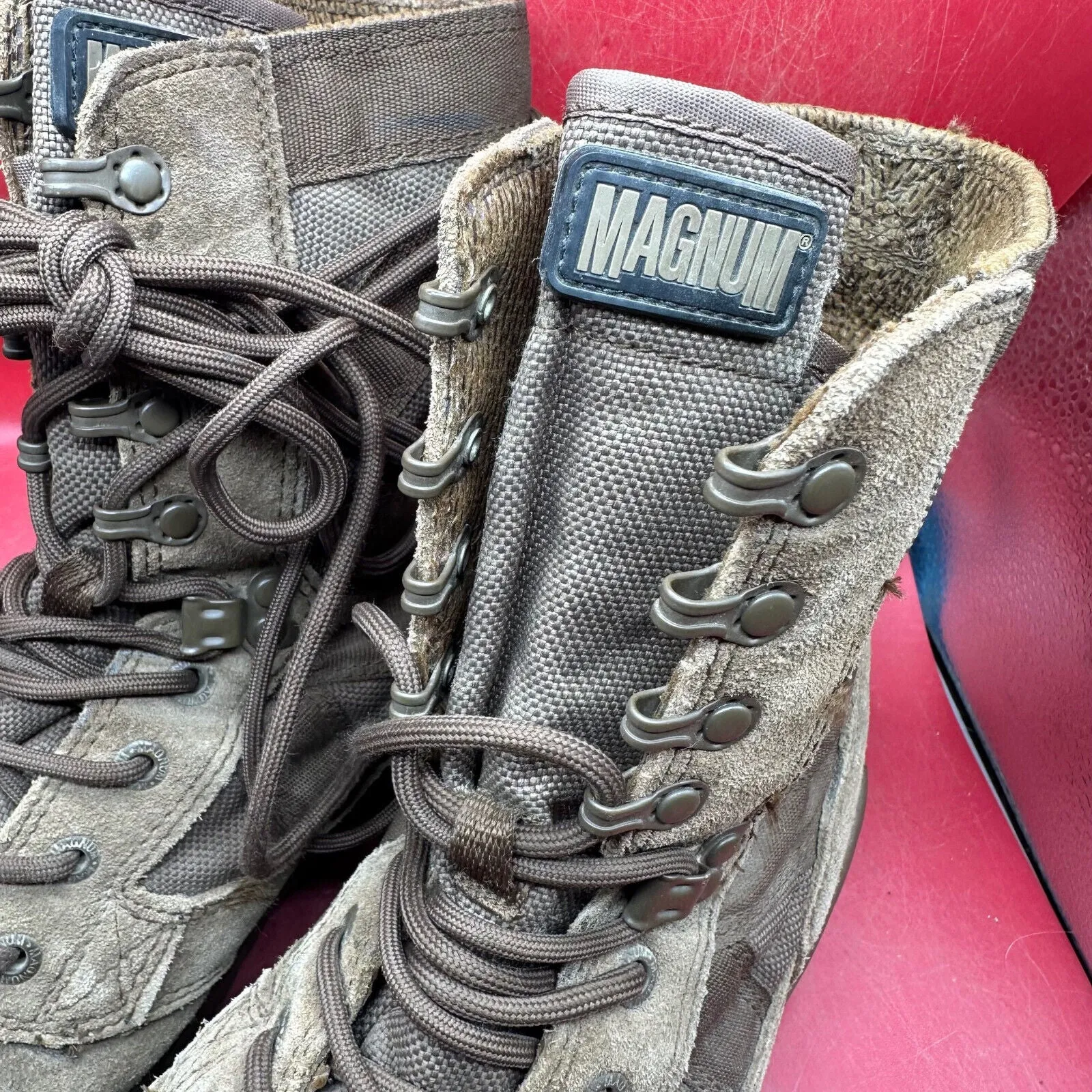 Army Brown Leather MAGNUM High Top Combat Patrol Boots - Size UK 8M - EU 42