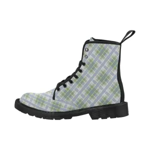 Audra Green and Blue Plaid Women's Boots - Black Sole