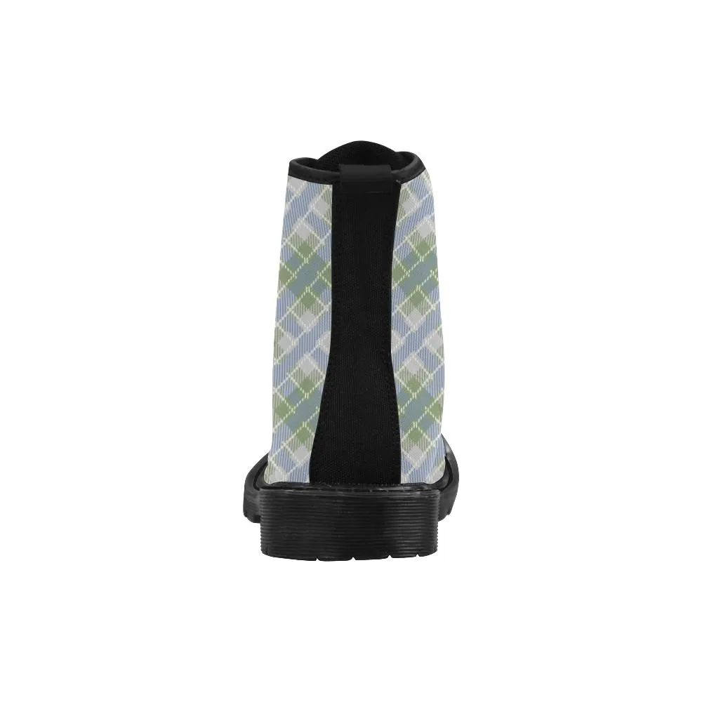 Audra Green and Blue Plaid Women's Boots - Black Sole