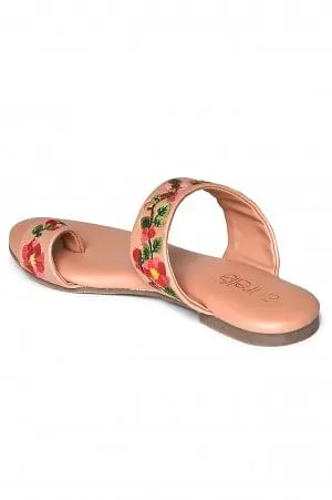 Aurelia Embroidered Rose Gold Almond Flat