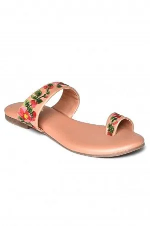 Aurelia Embroidered Rose Gold Almond Flat