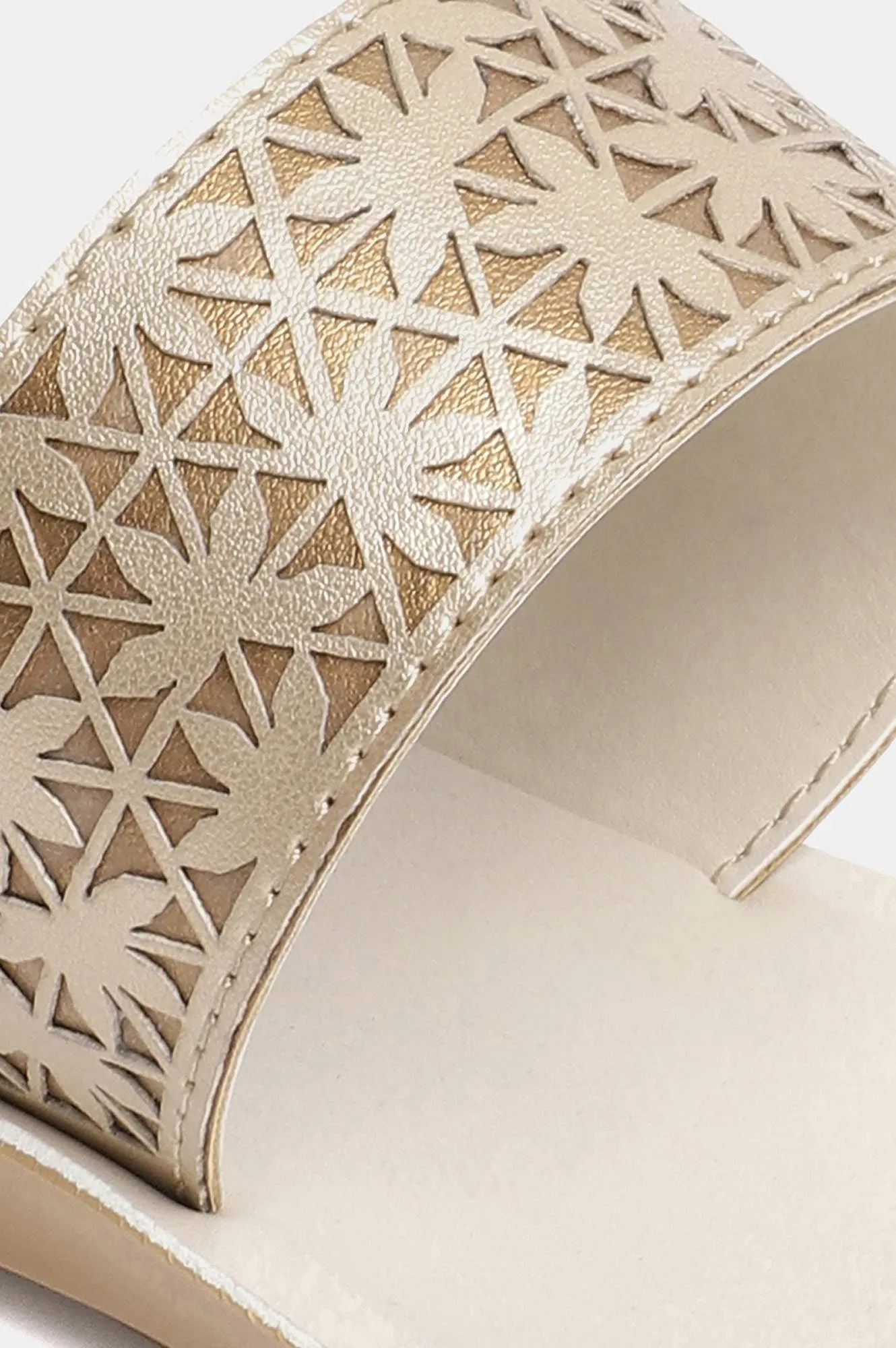 Aurelia Gold Laser Cut Almond Toe Flat-ZLILLIAN