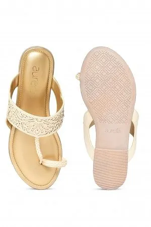 Aurelia Laser Cut Ecru Round Flat