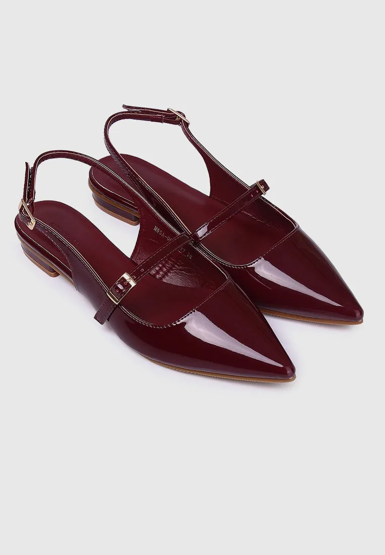 Aurelie Pointed Toe Flats & Ballerina (Maroon)