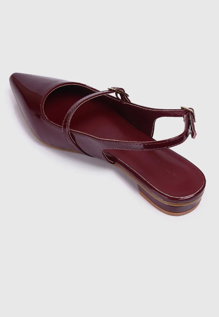 Aurelie Pointed Toe Flats & Ballerina (Maroon)