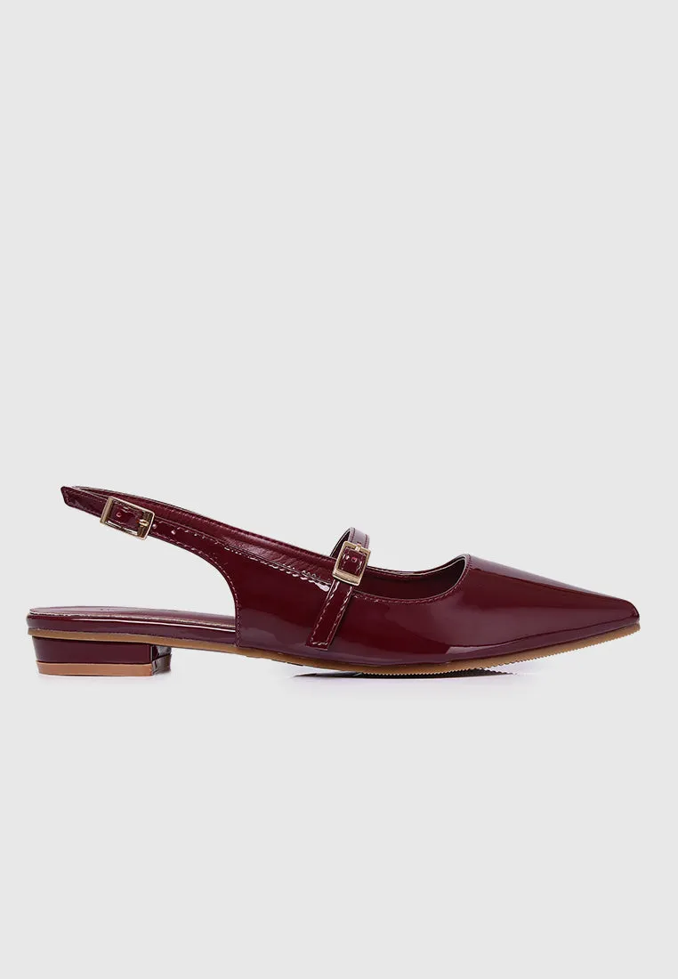 Aurelie Pointed Toe Flats & Ballerina (Maroon)