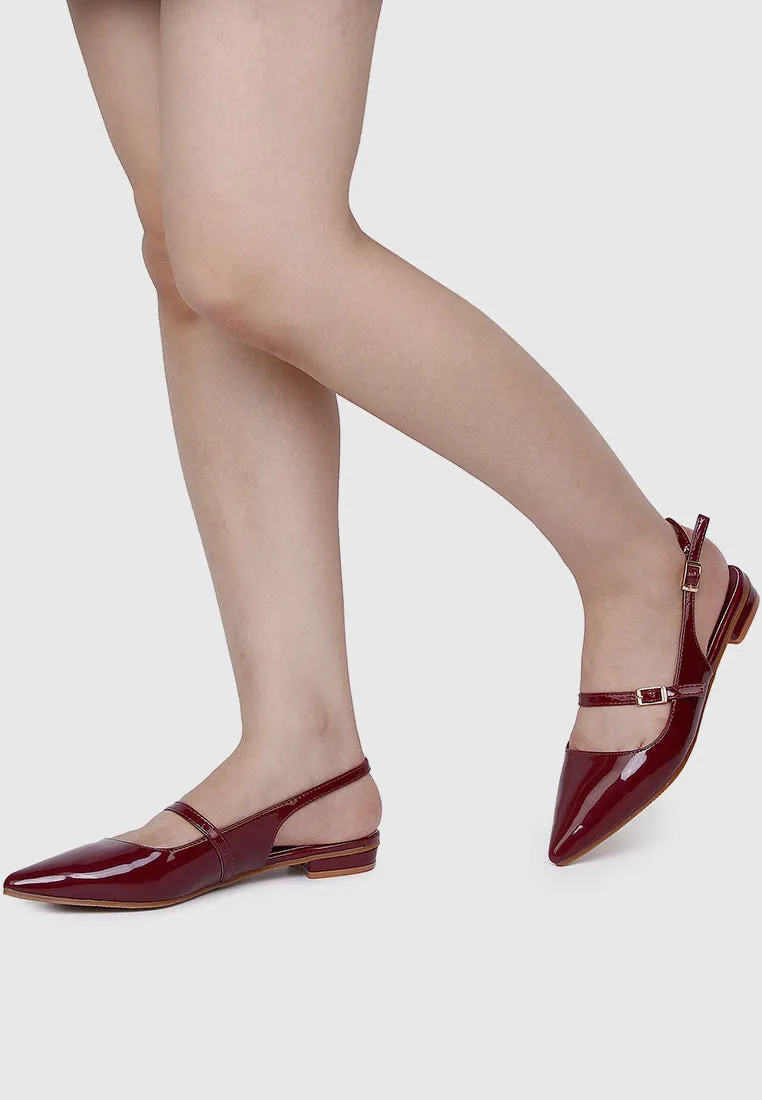 Aurelie Pointed Toe Flats & Ballerina (Maroon)