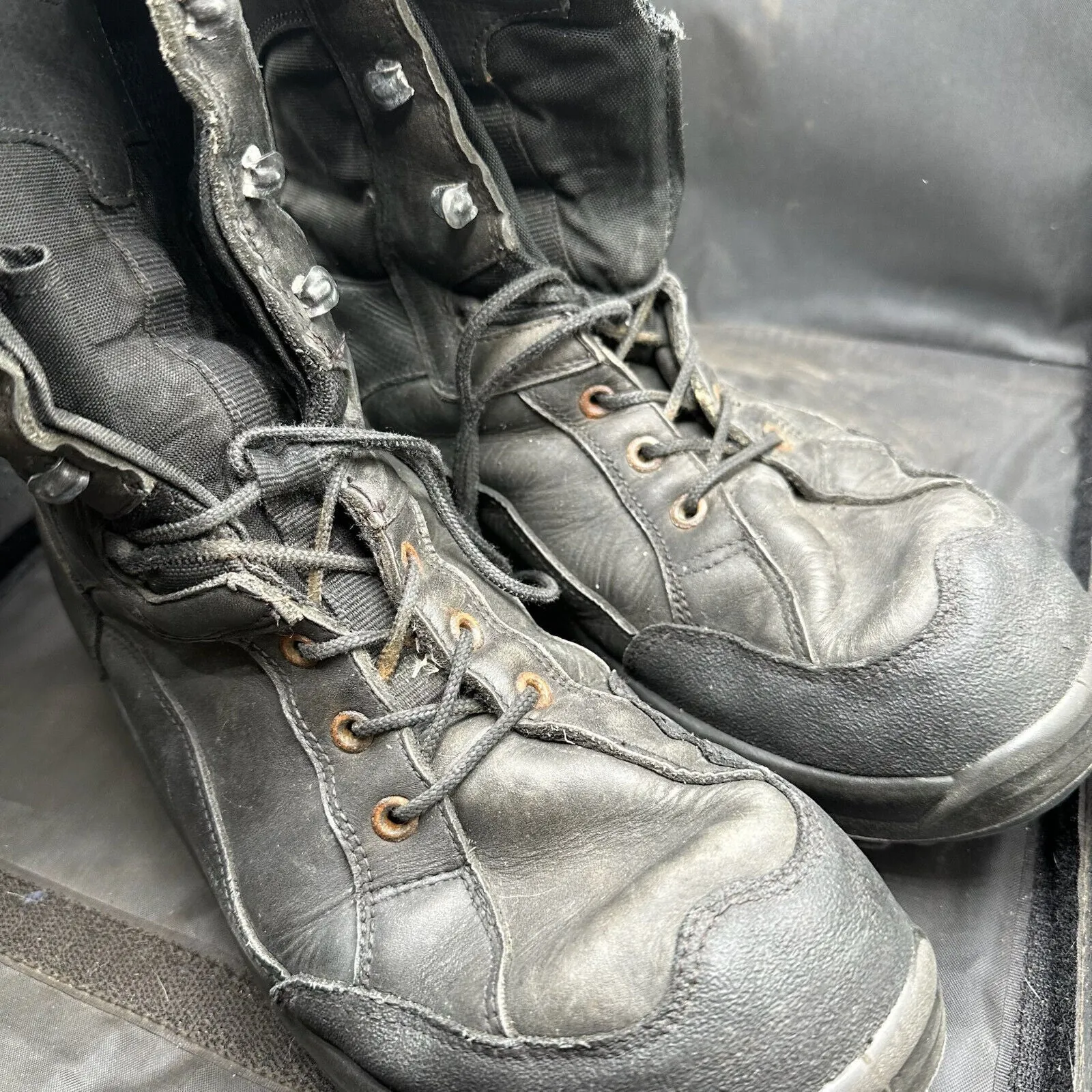Austrian Army Black Leather Army Combat Boots - Size EU 45 - UK 10.5