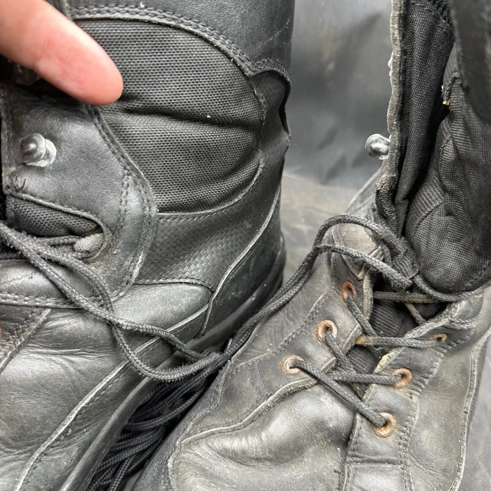 Austrian Army Black Leather Army Combat Boots - Size EU 45 - UK 10.5