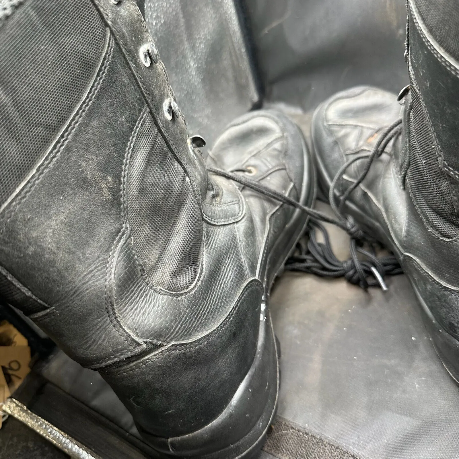 Austrian Army Black Leather Army Combat Boots - Size EU 45 - UK 10.5
