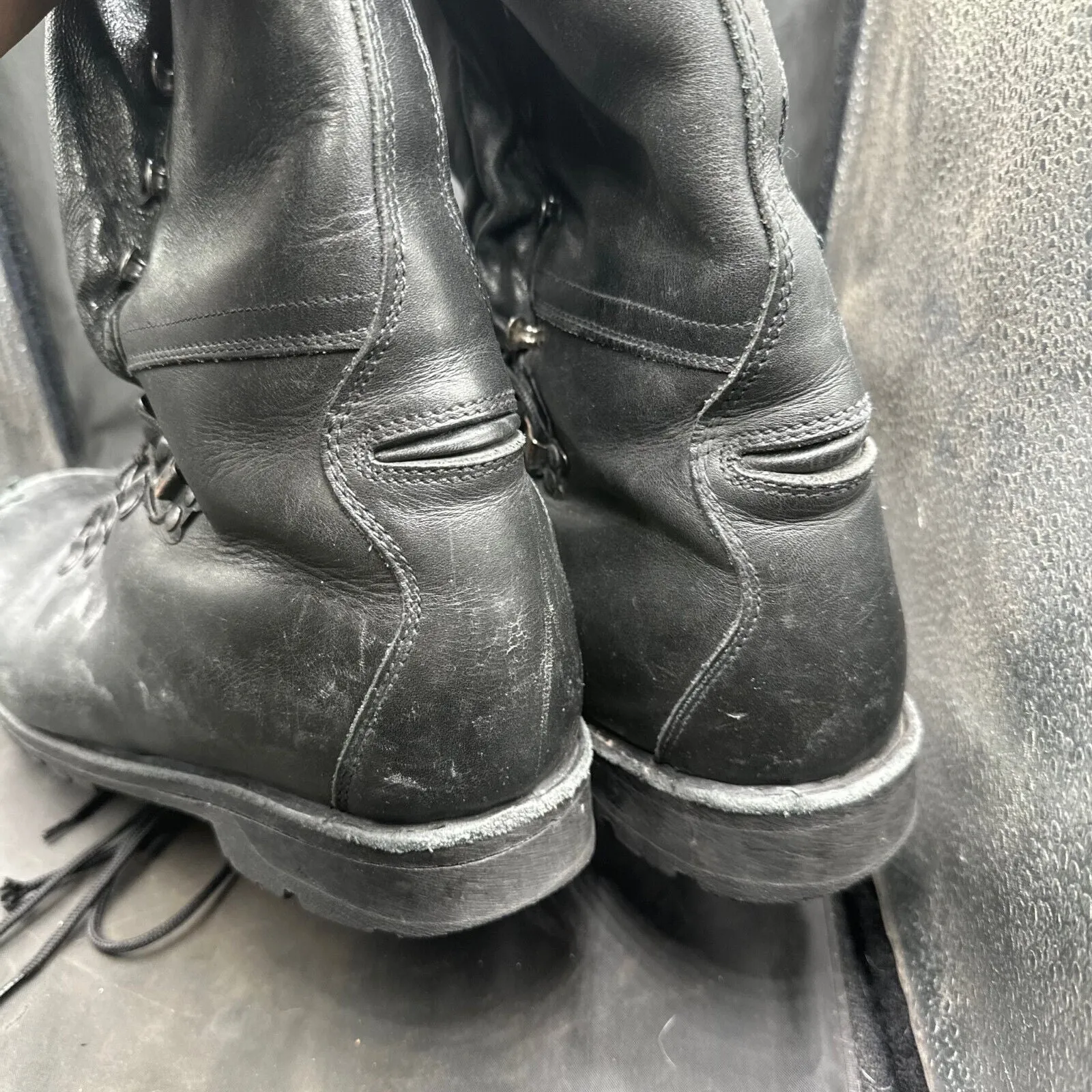 Austrian Army Black Leather Army Combat Boots - Size EU 45 - UK 10.5