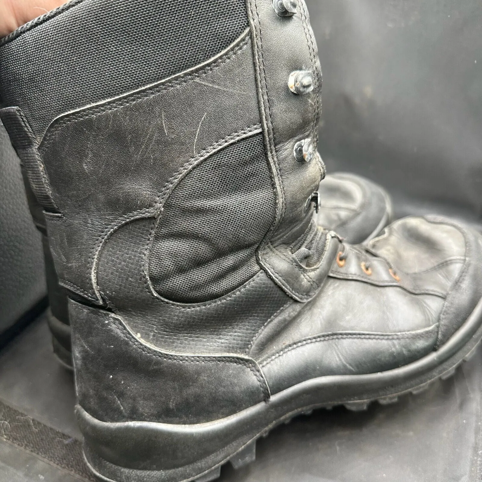 Austrian Army Black Leather Army Combat Boots - Size EU 45 - UK 10.5