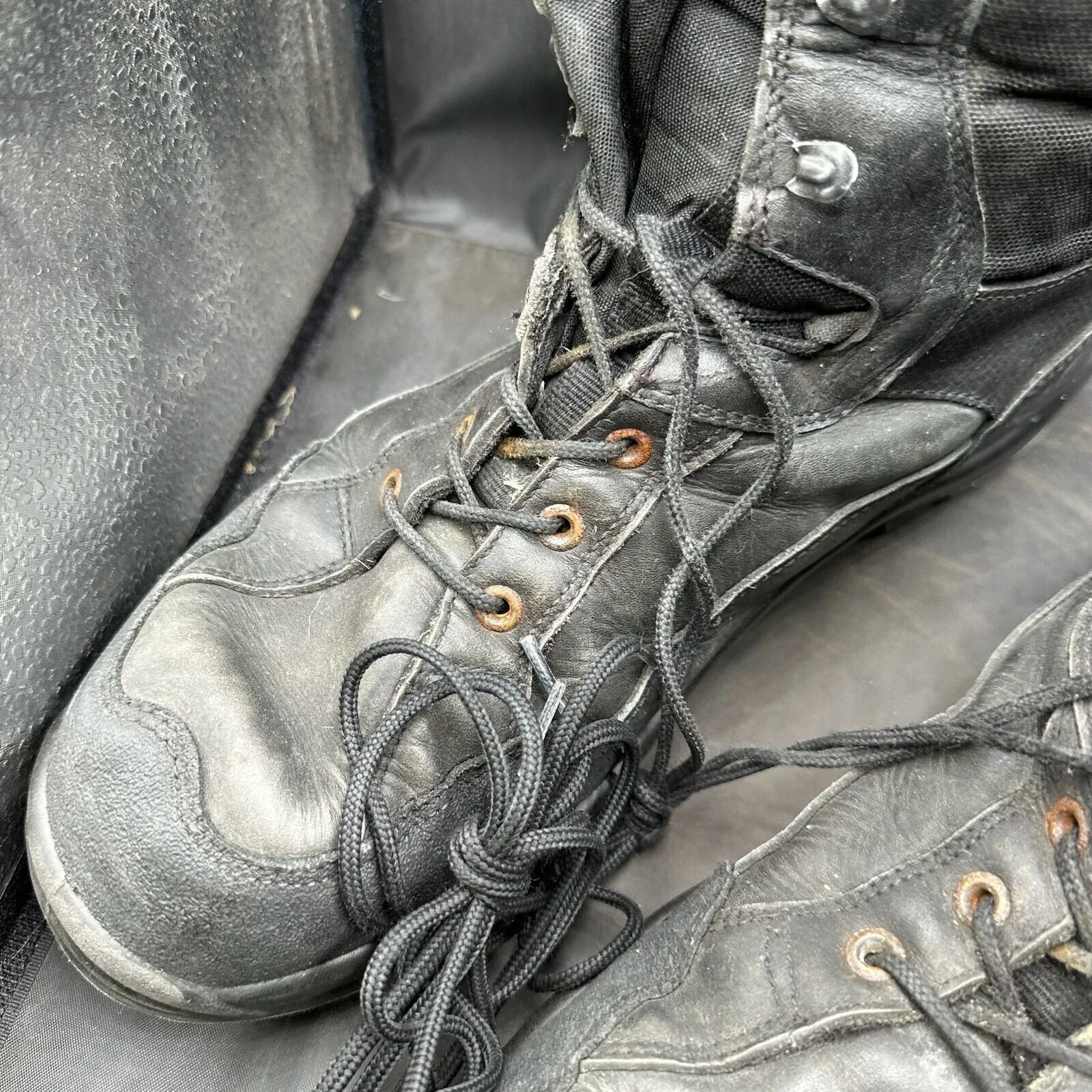 Austrian Army Black Leather Army Combat Boots - Size EU 45 - UK 10.5