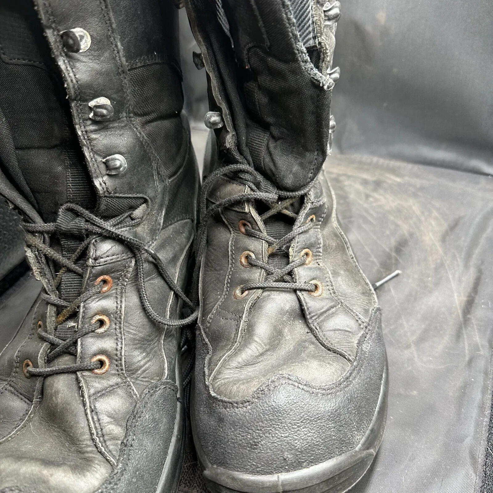 Austrian Army Black Leather Army Combat Boots - Size EU 45 - UK 10.5