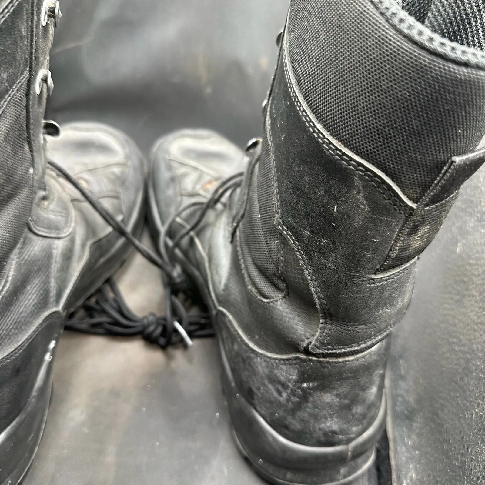 Austrian Army Black Leather Army Combat Boots - Size EU 45 - UK 10.5