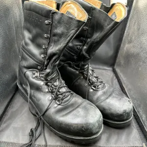 Austrian Army Black Leather Army Combat Boots - Size EU 45 - UK 10.5