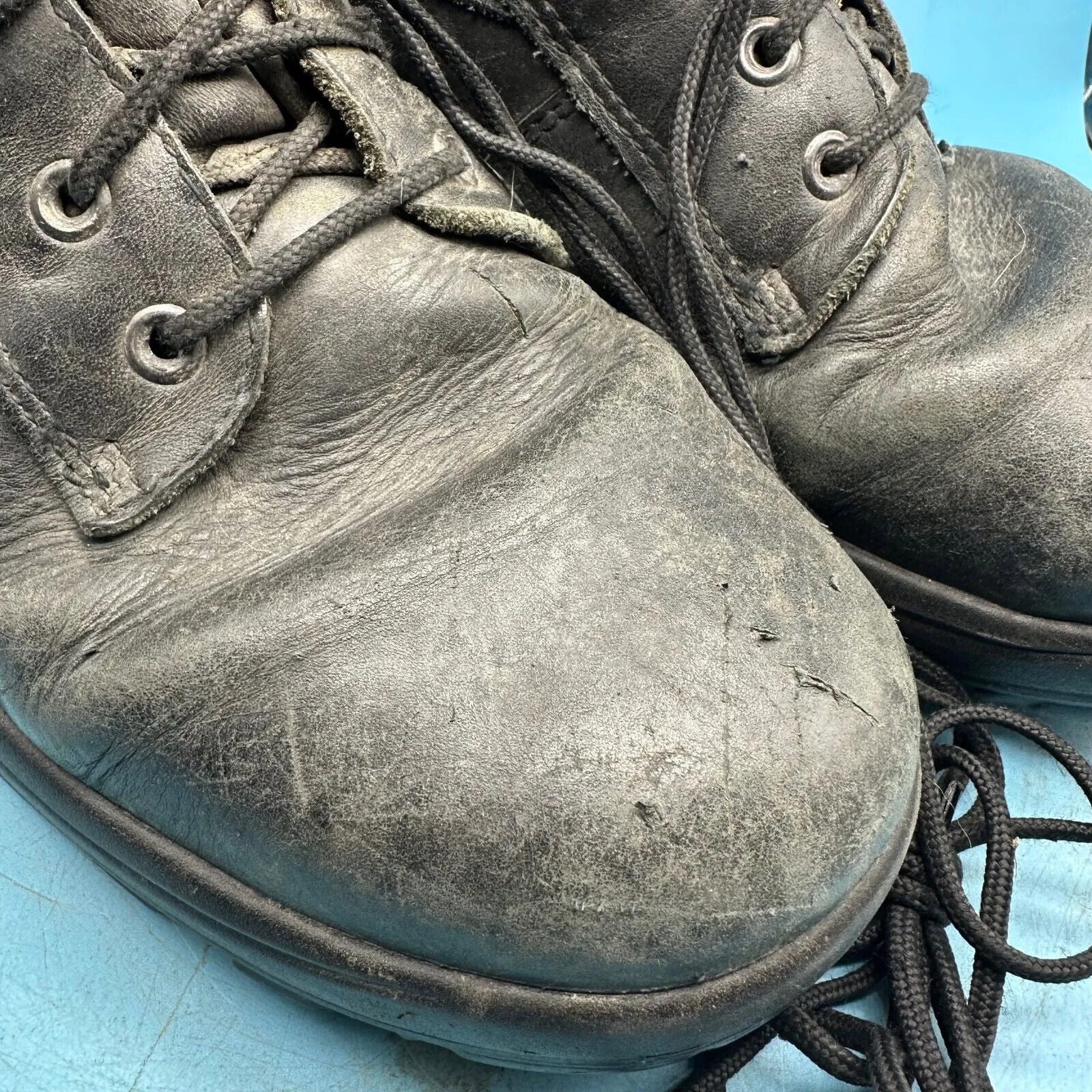 Austrian Army Black Leather Combat Boots - Size EU 44 - UK 9.5