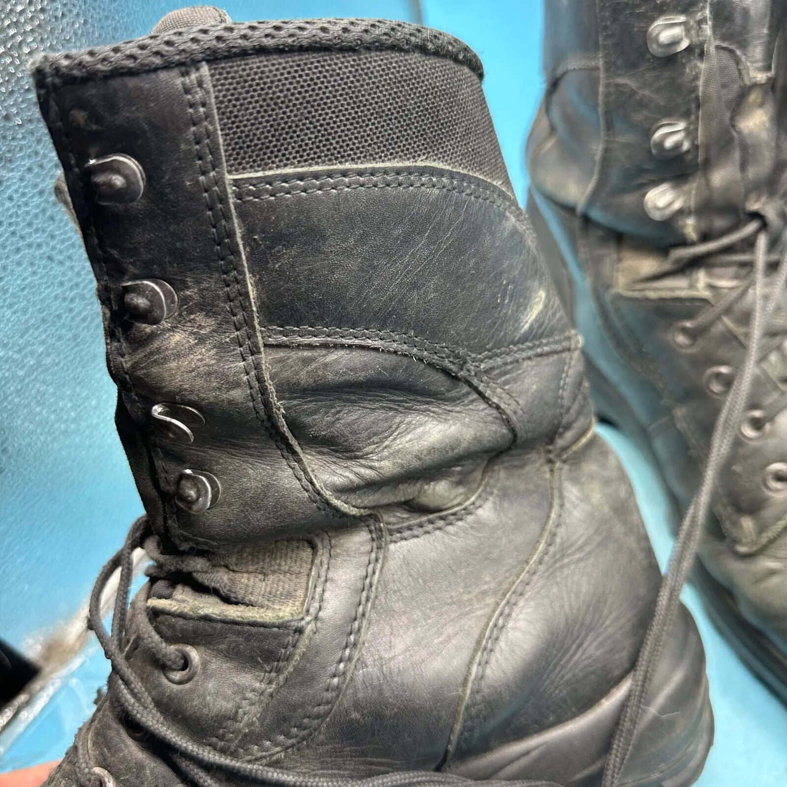 Austrian Army Black Leather Combat Boots - Size EU 44 - UK 9.5