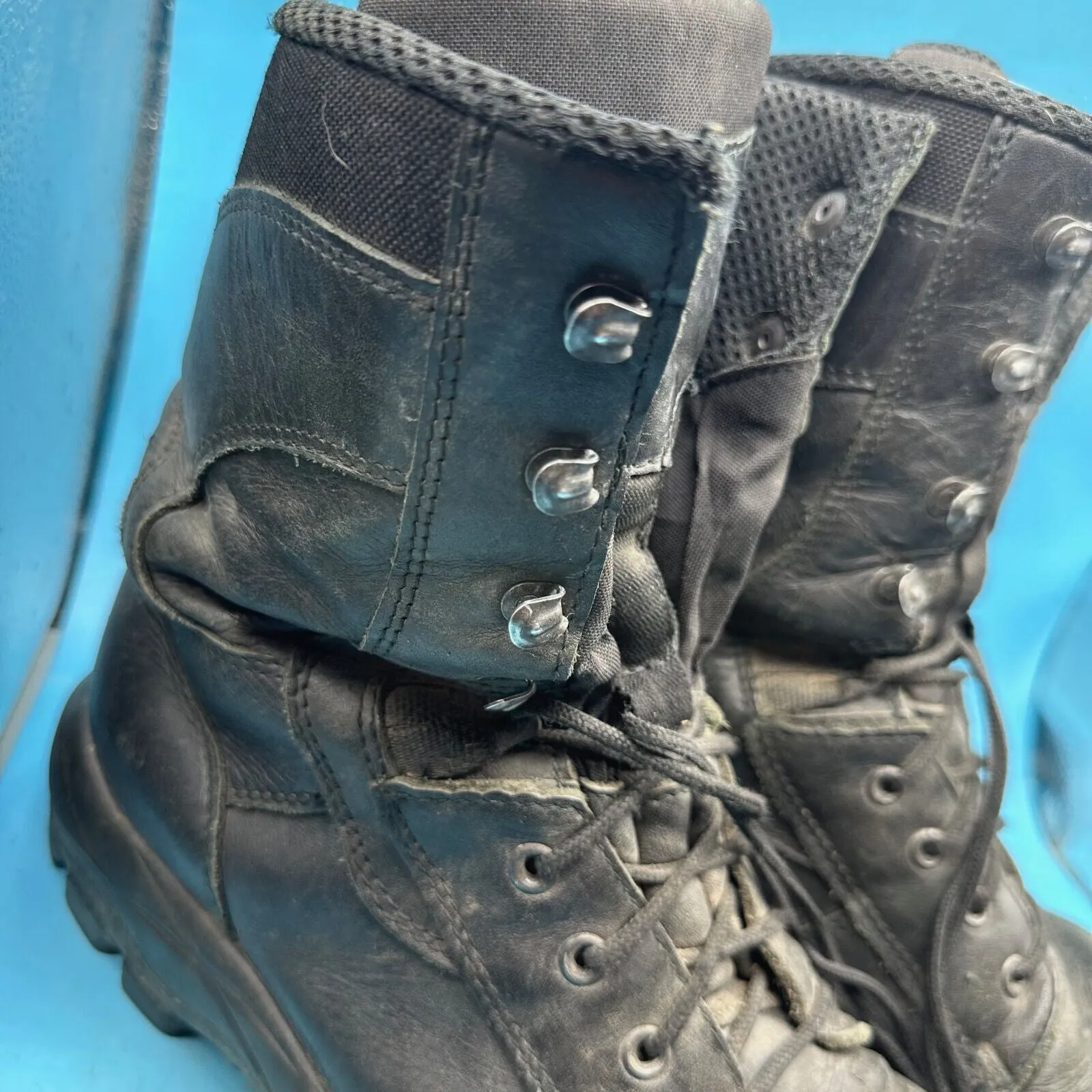 Austrian Army Black Leather Combat Boots - Size EU 44 - UK 9.5