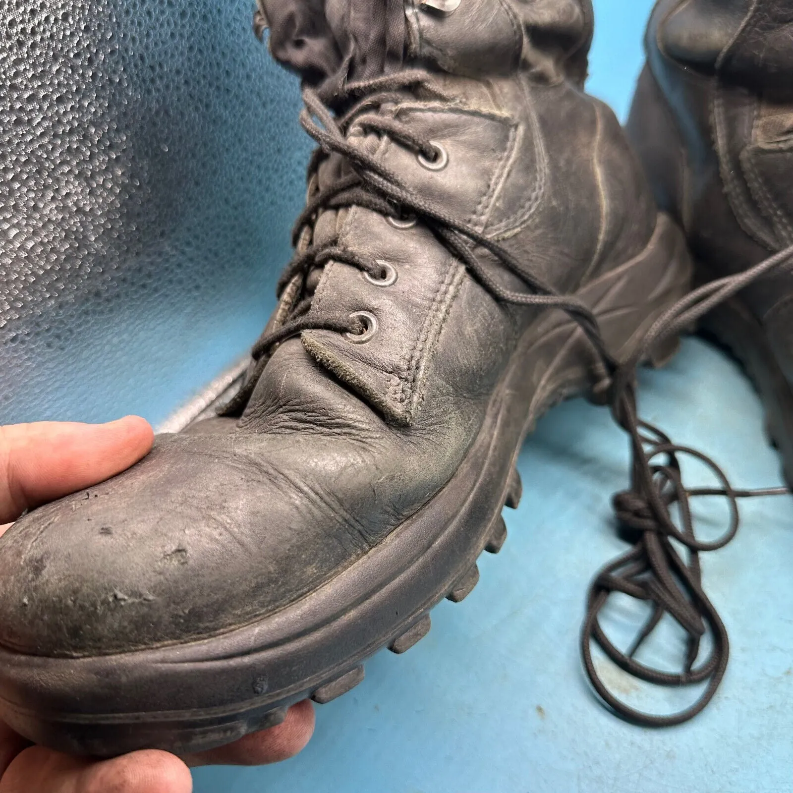 Austrian Army Black Leather Combat Boots - Size EU 44 - UK 9.5