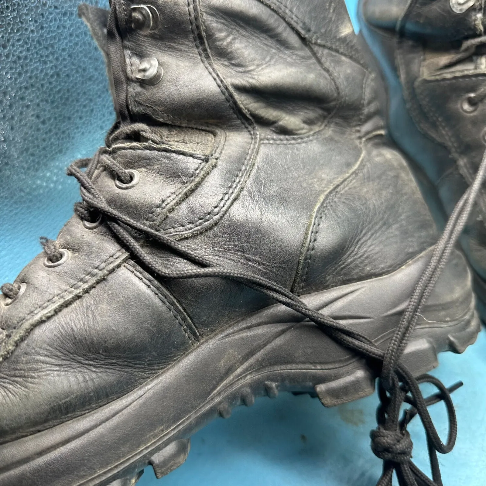 Austrian Army Black Leather Combat Boots - Size EU 44 - UK 9.5