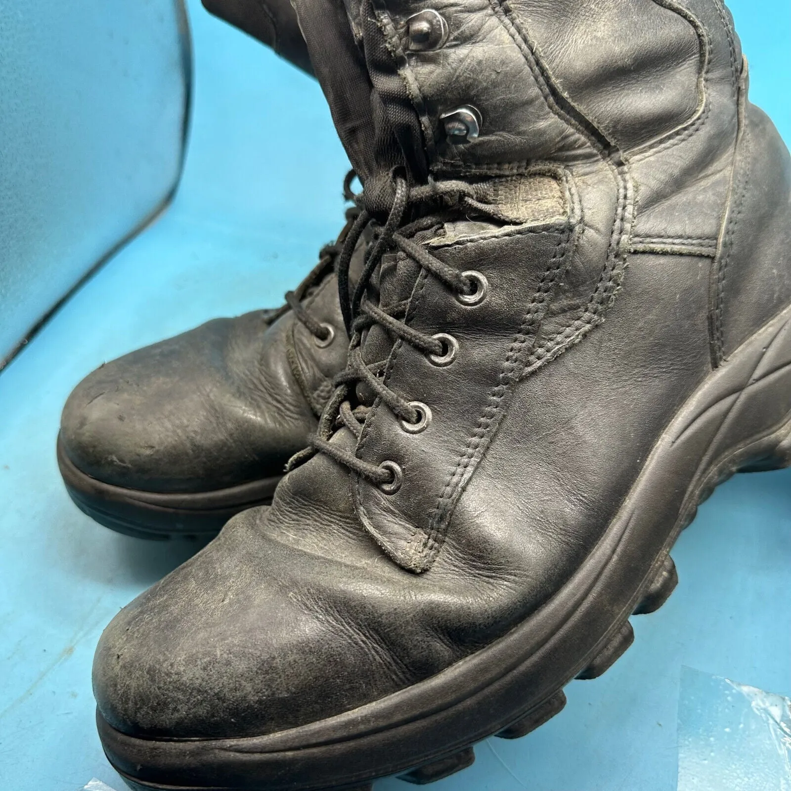 Austrian Army Black Leather Combat Boots - Size EU 44 - UK 9.5