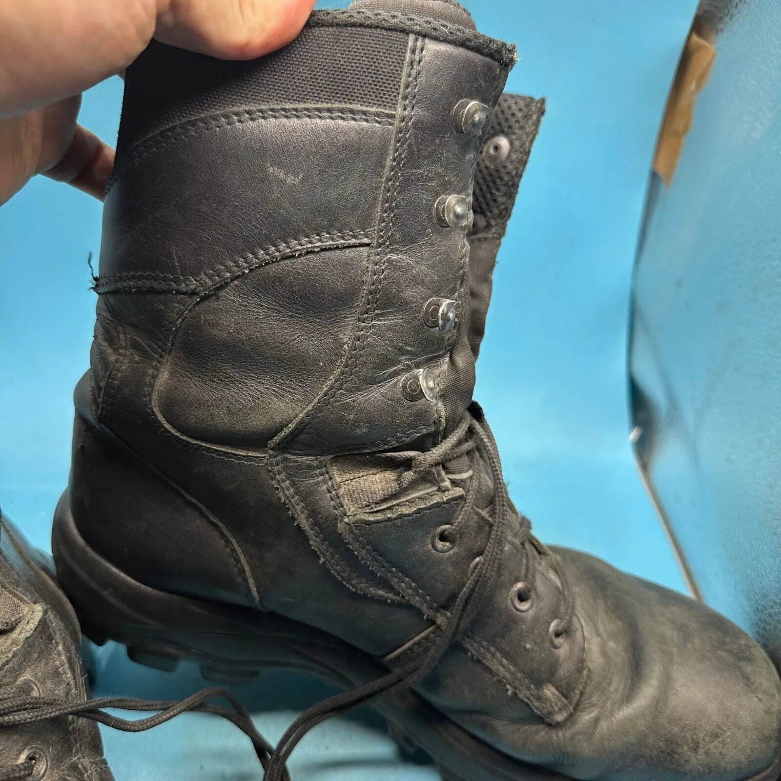 Austrian Army Black Leather Combat Boots - Size EU 44 - UK 9.5