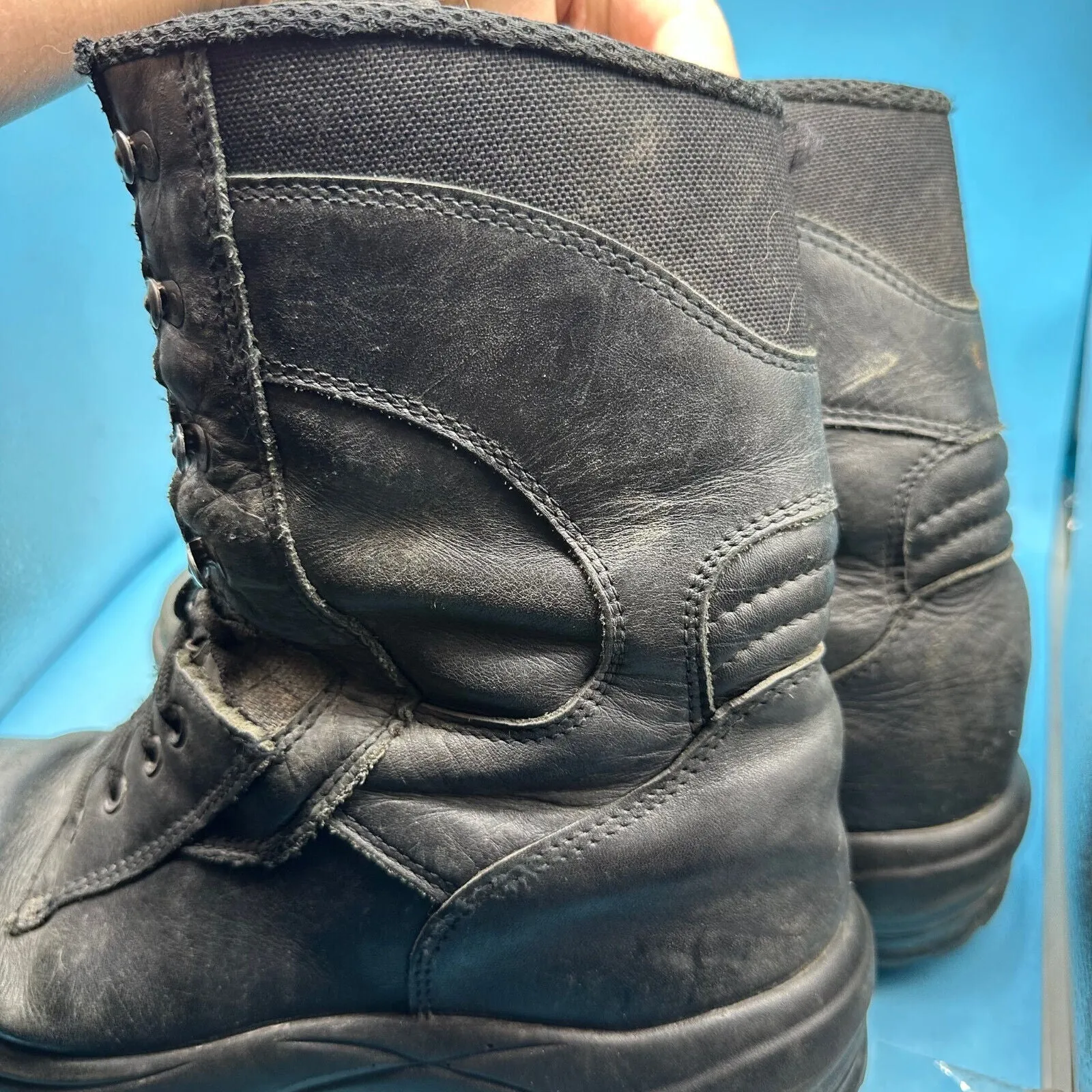 Austrian Army Black Leather Combat Boots - Size EU 44 - UK 9.5