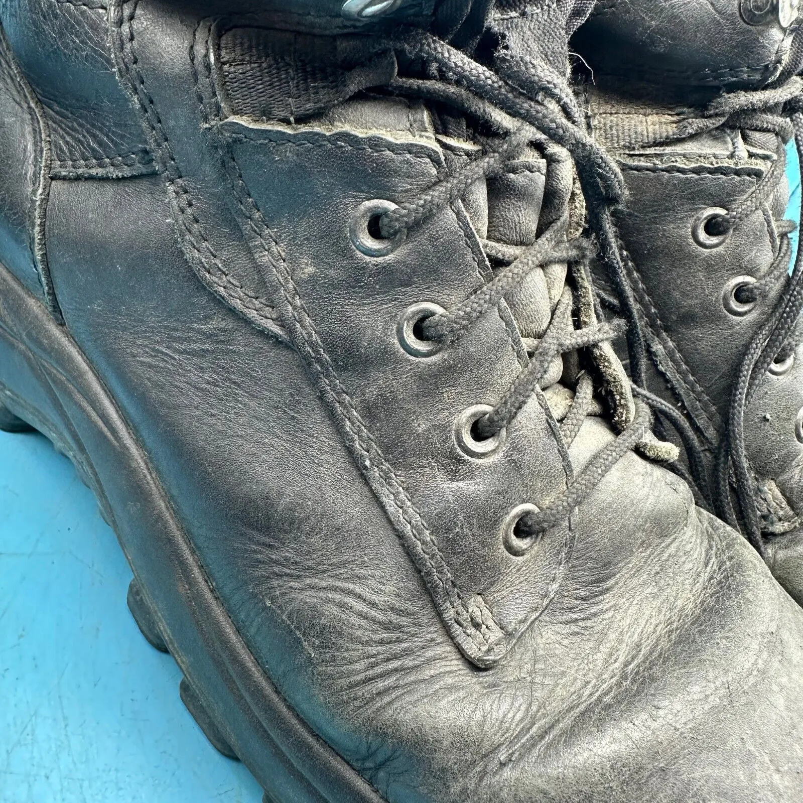 Austrian Army Black Leather Combat Boots - Size EU 44 - UK 9.5