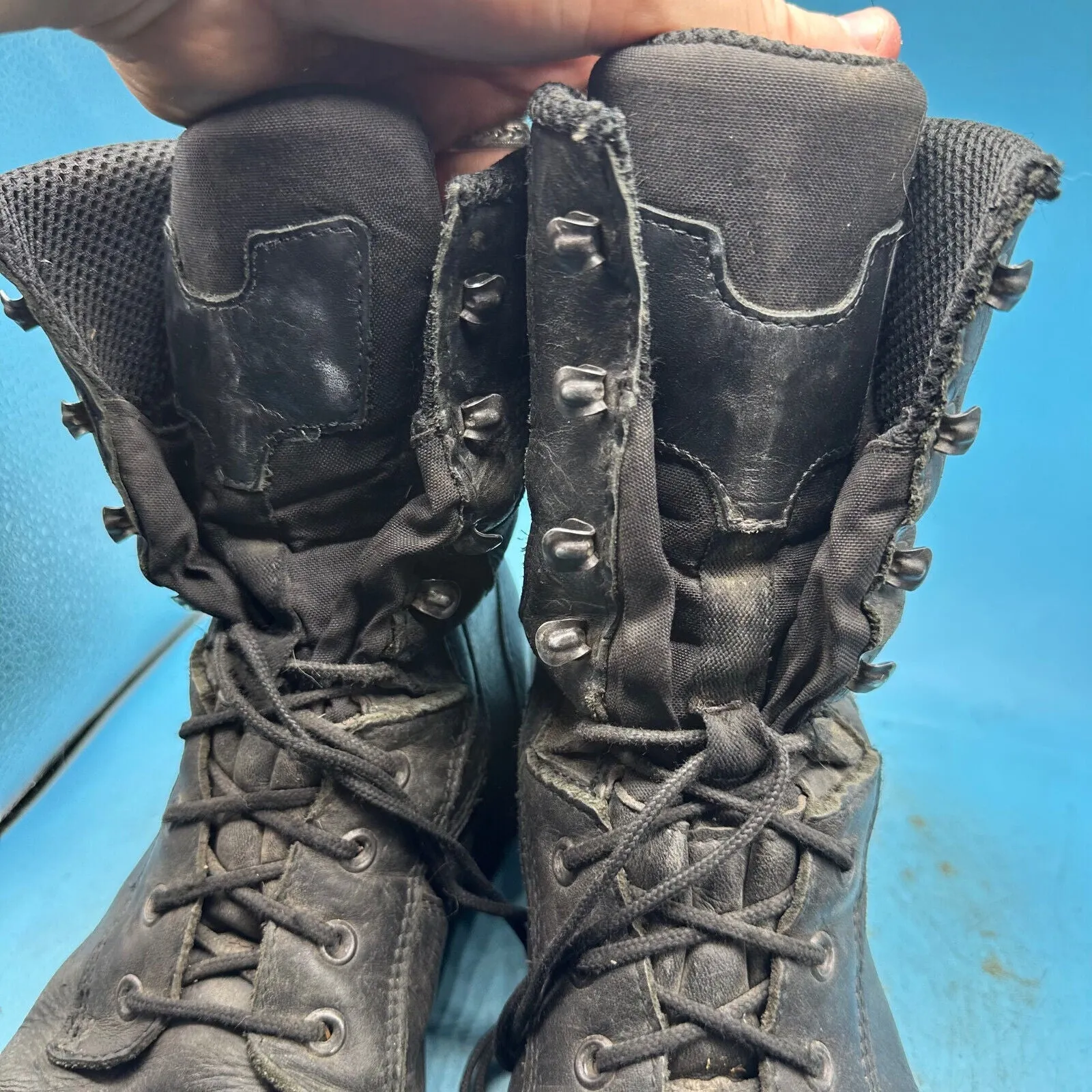 Austrian Army Black Leather Combat Boots - Size EU 44 - UK 9.5