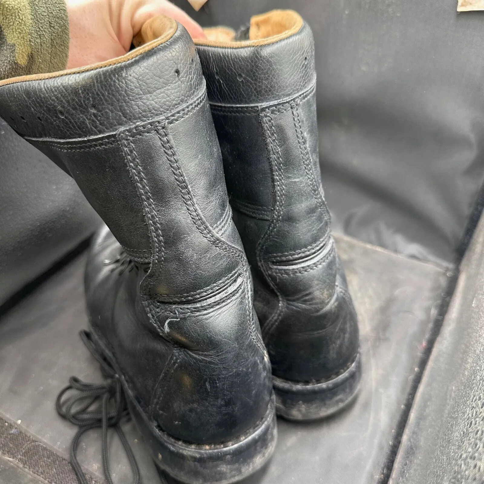 Austrian Army Black Leather Heavy Duty Combat Boots - Size EU 43 - UK 9